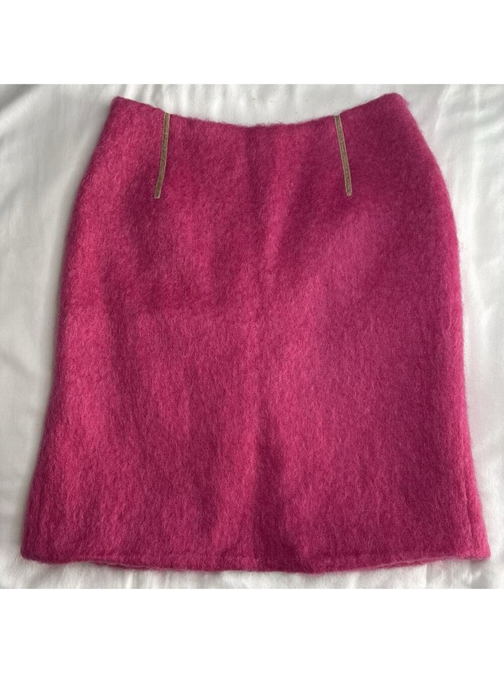 dr. BOUDOIR mohair blend pink skirt w/ cheetah silk lining / bow detail size 2